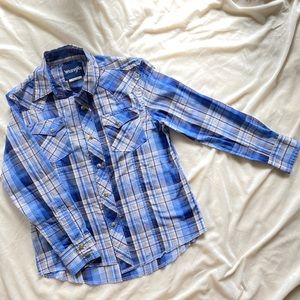 Boys Wrangler Pearl Button Down Sz M (7-8) Worn Once